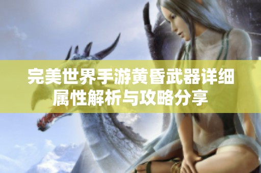 完美世界手游黄昏武器详细属性解析与攻略分享