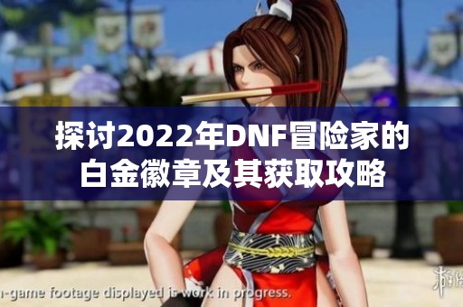 探讨2022年DNF冒险家的白金徽章及其获取攻略