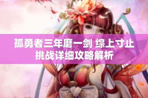 孤勇者三年磨一剑 综上寸止挑战详细攻略解析