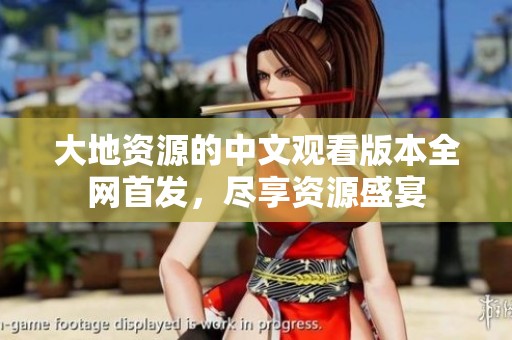 大地资源的中文观看版本全网首发，尽享资源盛宴
