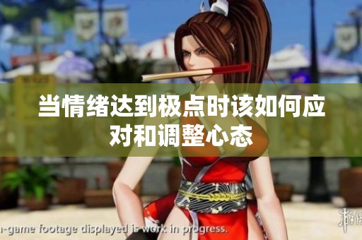 当情绪达到极点时该如何应对和调整心态