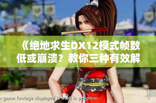 《绝地求生DX12模式帧数低或崩溃？教你三种有效解决方案》