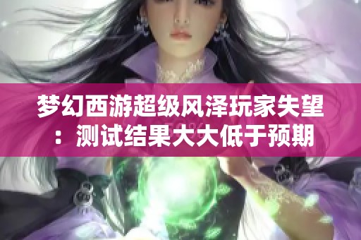 梦幻西游超级风泽玩家失望：测试结果大大低于预期