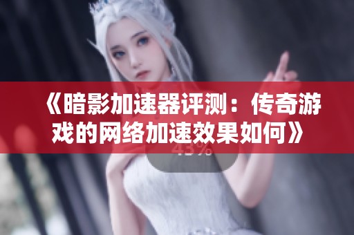 《暗影加速器评测：传奇游戏的网络加速效果如何》