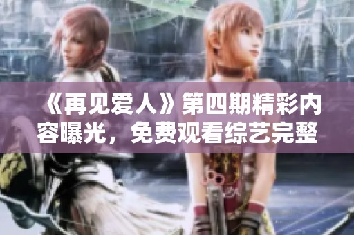 《再见爱人》第四期精彩内容曝光，免费观看综艺完整版！