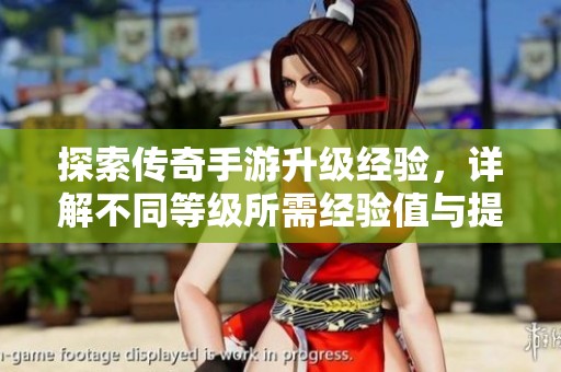 探索传奇手游升级经验，详解不同等级所需经验值与提升策略、图片解析技巧一网打尽