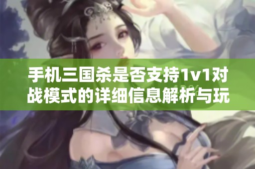 手机三国杀是否支持1v1对战模式的详细信息解析与玩家体验分享