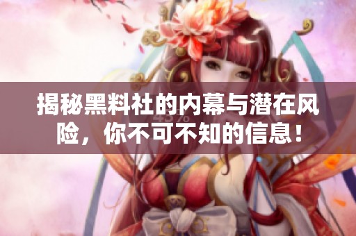 揭秘黑料社的内幕与潜在风险，你不可不知的信息！
