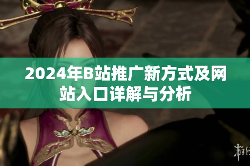2024年B站推广新方式及网站入口详解与分析
