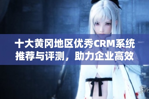 十大黄冈地区优秀CRM系统推荐与评测，助力企业高效管理客户关系