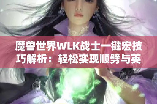 魔兽世界WLK战士一键宏技巧解析：轻松实现顺劈与英勇自动换武器的攻略分享
