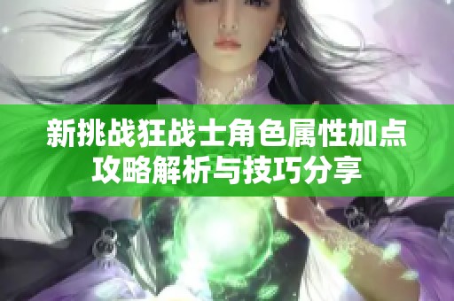 新挑战狂战士角色属性加点攻略解析与技巧分享