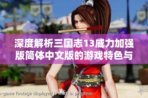 深度解析三国志13威力加强版简体中文版的游戏特色与玩法